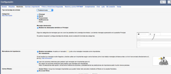 Cómo añadir o quitar categorías y pestañas de la bandeja de entrada de Gmail 3 Gmail pestañas