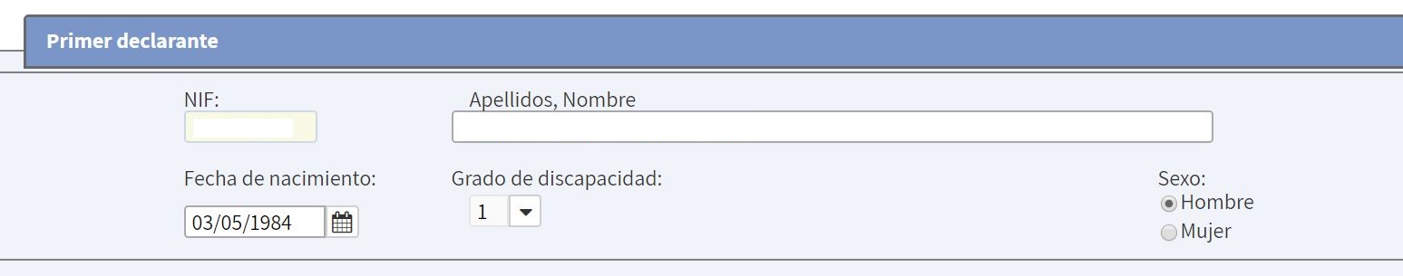Cómo rellenar la casilla de incremento por discapacidad en la Renta 2017 2 datos-personales-declaracion
