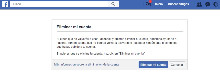 Por qué no sirve de nada eliminar tu cuenta de Facebook para proteger tus datos 4 eliminar mi cuenta