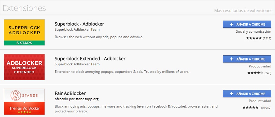 Ojo con los bloqueadores de anuncios falsos que se ofertan para Chrome 3 extensiones falsas