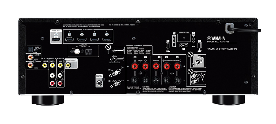 Yamaha RX-V385, un completo receptor de Cine en Casa con precio económico 2 lanzamiento Yamaha RX-V385 trasera