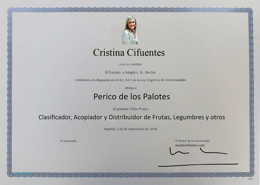 Consigue tu propio Máster firmado por Cristina Cifuentes