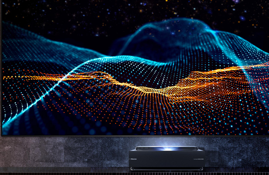 HISENSE Láser TV, pantalla de hasta 100 pulgadas con resolución 4K 3 lanzamiento HISENSE Láser TV proyector imagen