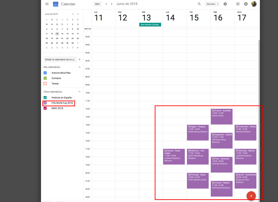Cómo añadir todos los partidos del Mundial de Rusia 2018 al Calendario de Google 5 cómo añadir partidos del Mundial de Rusia 2018 al calendario de google web ya incluido