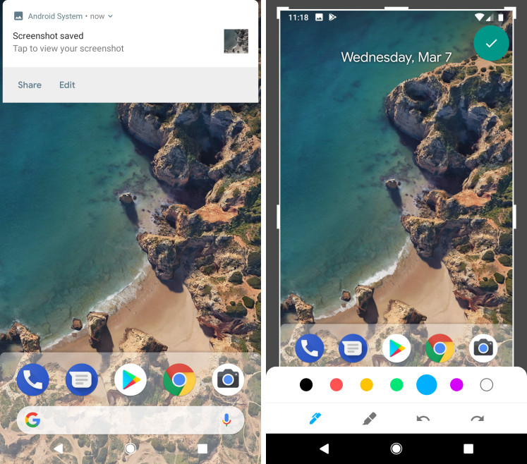 Editor pantalla Android P