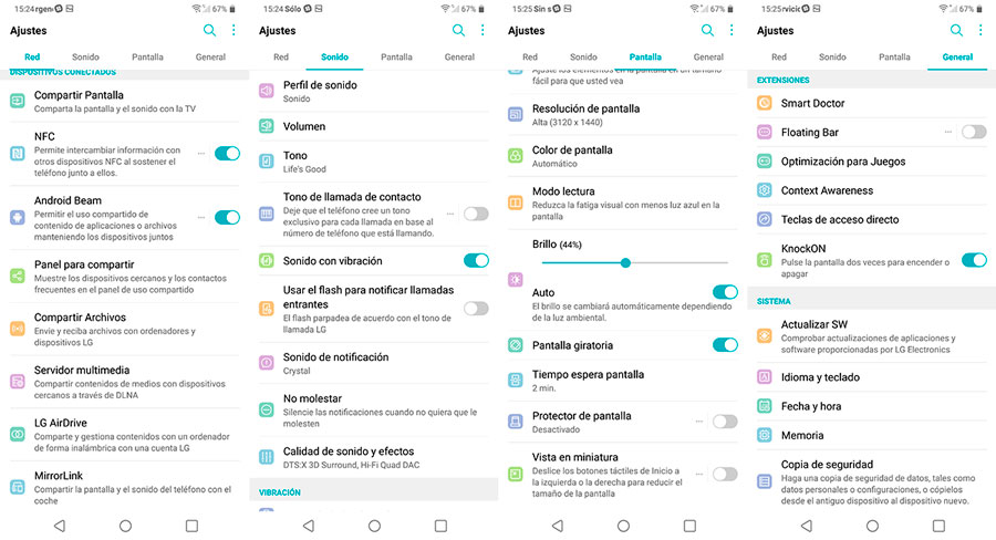 hemos probado LG G7 ajustes