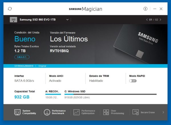 samsung magician vista general