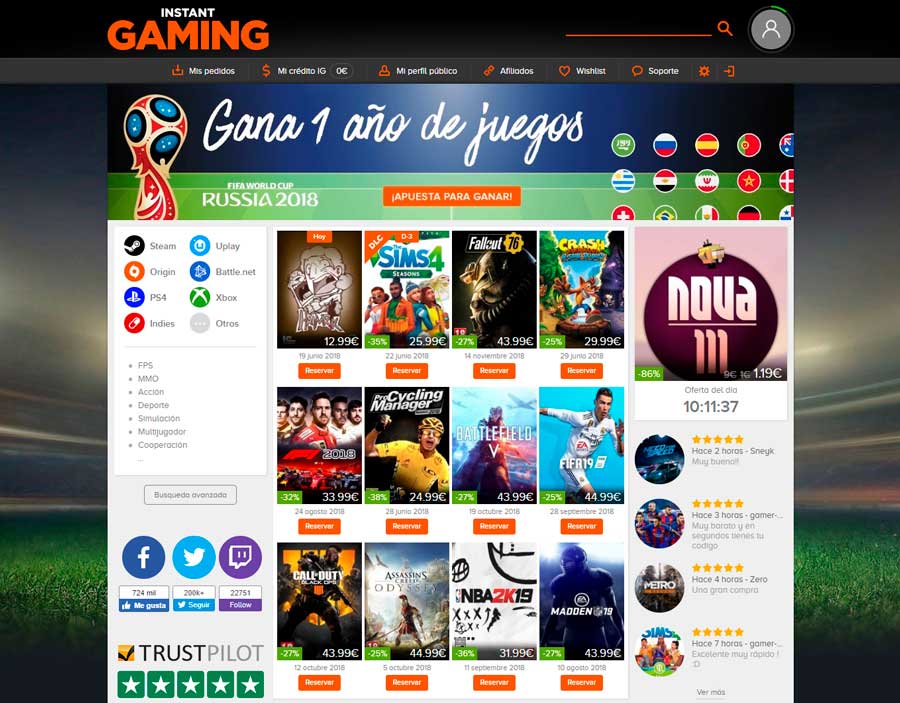 5 tiendas online para comprar videojuegos a buen precio Instant Gaming