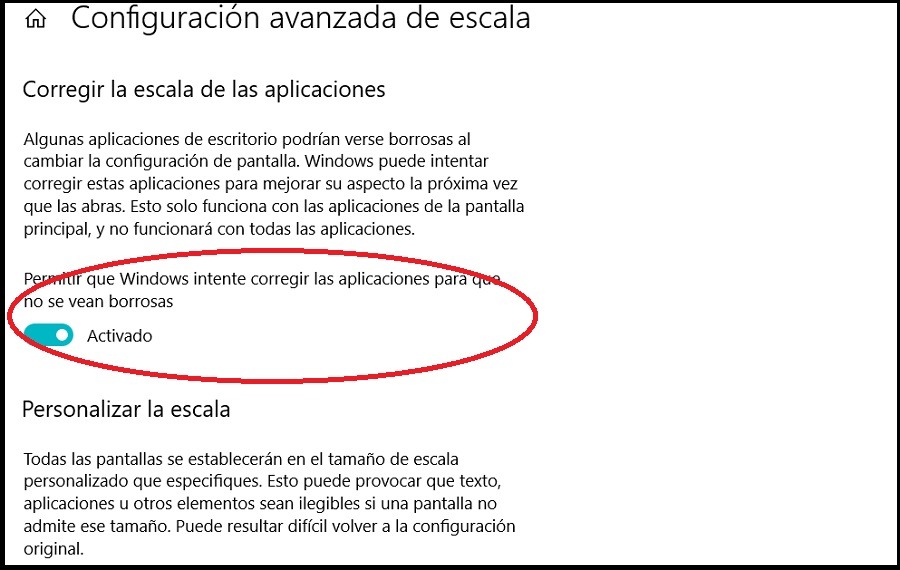 Cómo corregir las aplicaciones de Windows 10 que se ven borrosas 4 escala de aplicaciones windows 10