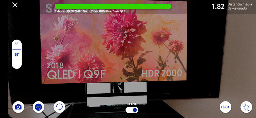 probamos app Samsung para calcular tamaño ideal del televisor pantalla escaneo