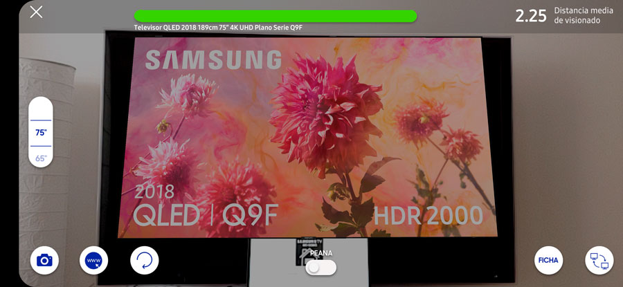 probamos app Samsung para calcular tamaño ideal del televisor colocar tv