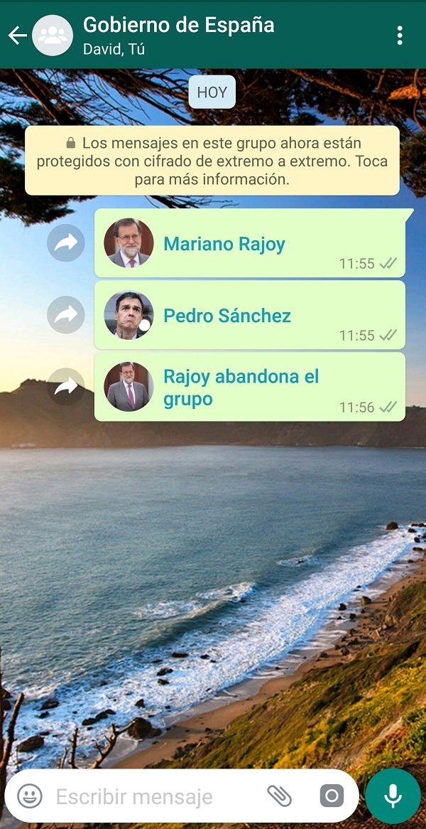 Broma completa de Rajoy abandona el grupo de WhatsApp