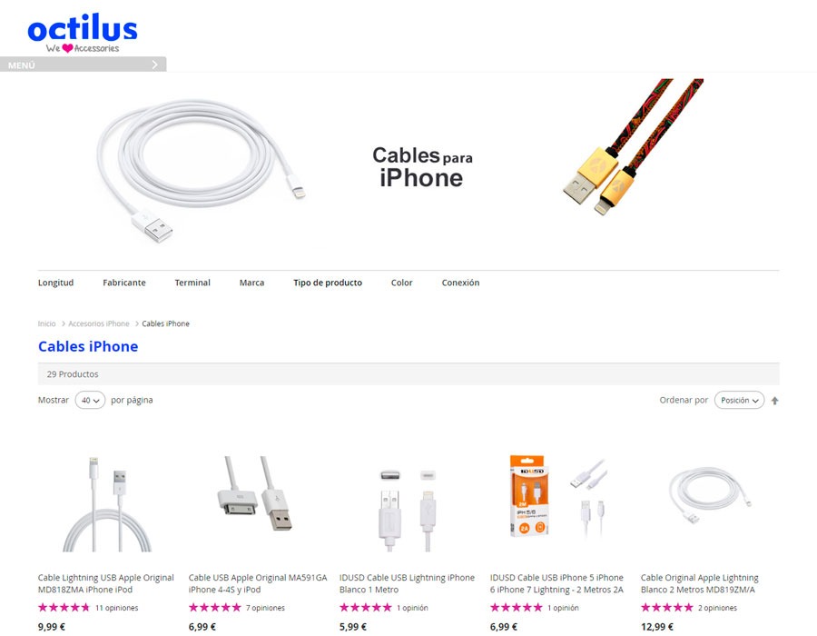 repaso por los accesorios y fundas personalizadas para iPhone de Octilus cables