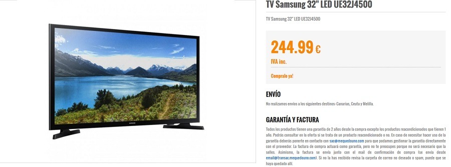 Estos son los televisores Samsung rebajados en Ebay hasta un 37% 6 samsung 32 pulgadas led