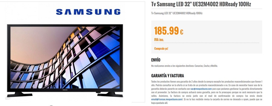 Estos son los televisores Samsung rebajados en Ebay hasta un 37% 5 samsung 32 pulgadas