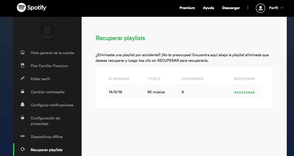 Cómo recuperar playlist eliminadas de Spotify 3 Spotify 2