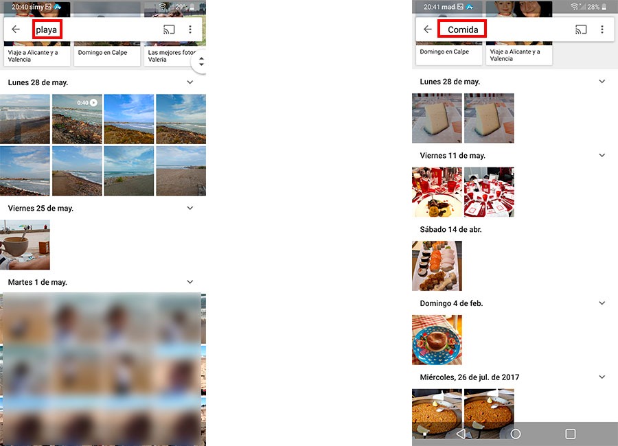 trucos y consejos para Google Fotos buscar
