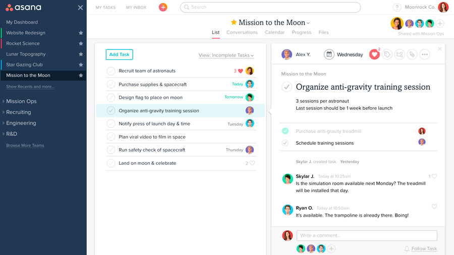 mejores herramientas para trabajar en equipo Asana