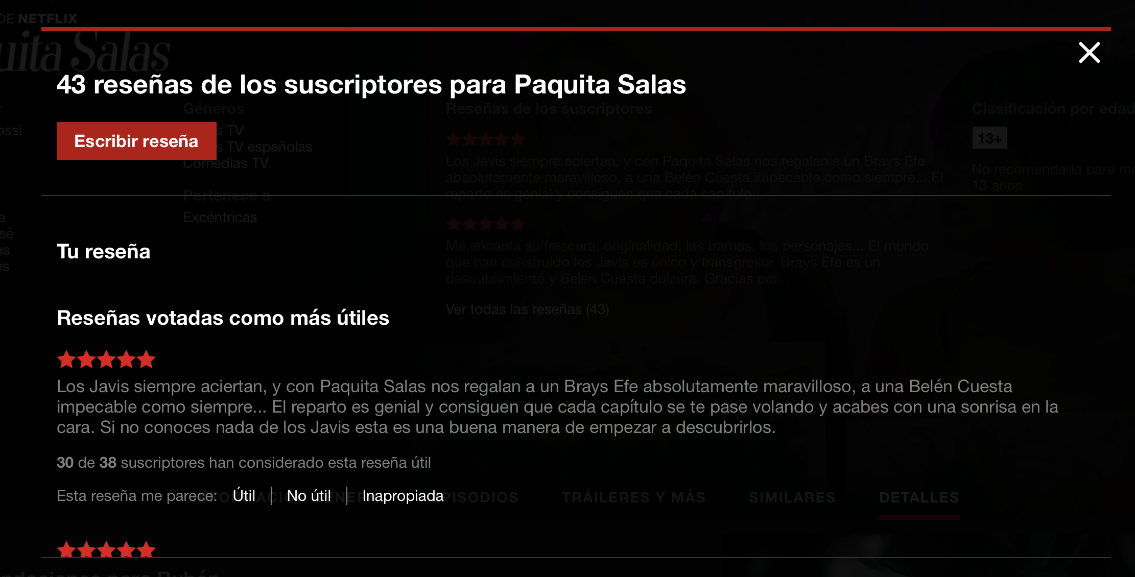 Netflix ya no dejará que escribas opiniones sobre películas o series 2 netflix_valoracion