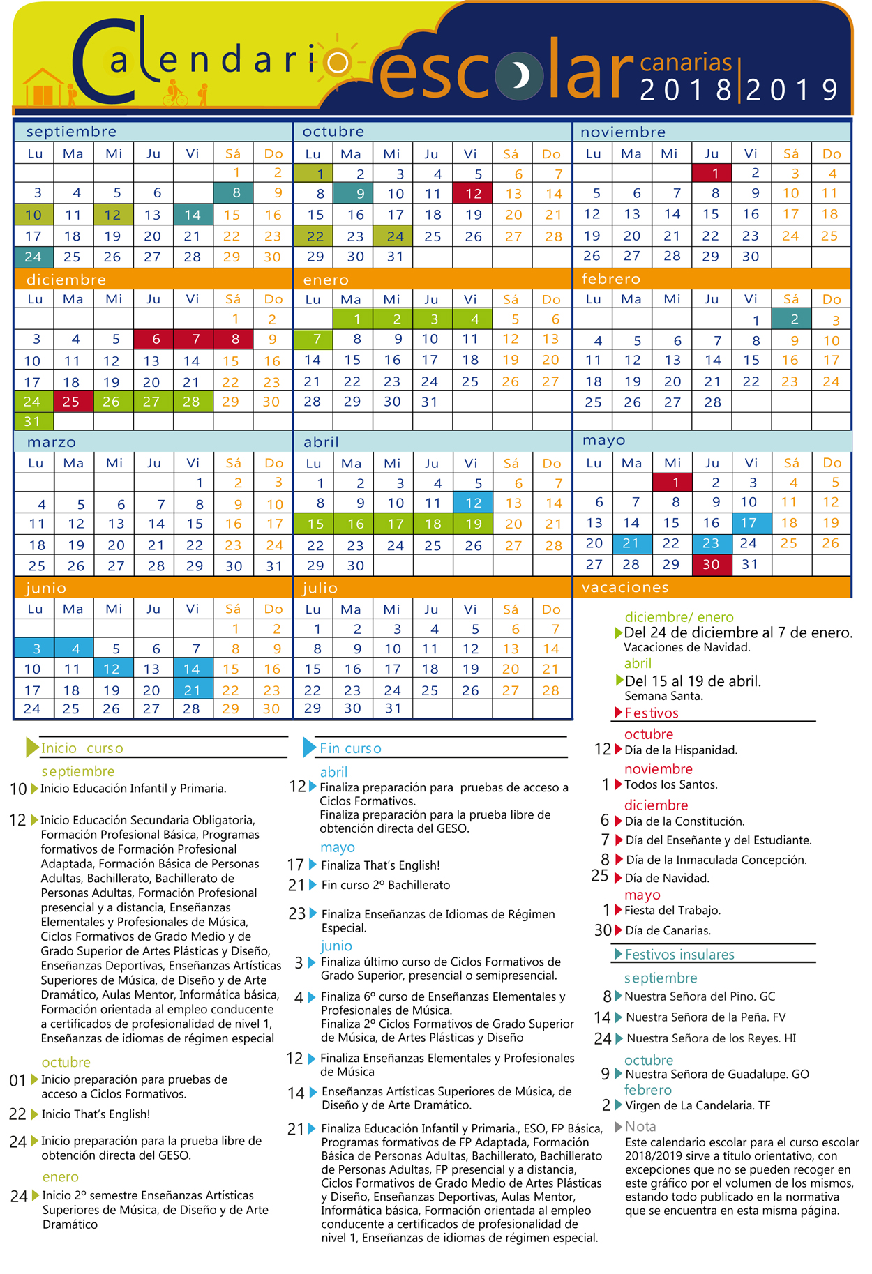 calendario escolar islas canarias