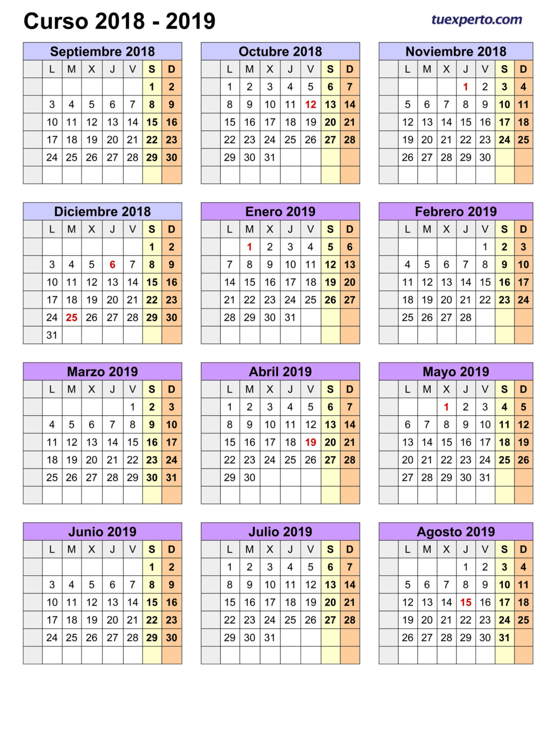 Calendario 2019 Educación Neuquén: ¡Imprímelo ahora!
