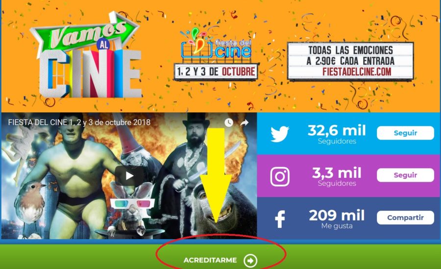 Cómo apuntarse y descargar las acreditaciones de la Fiesta del Cine de octubre 6 fiesta del cine 2018