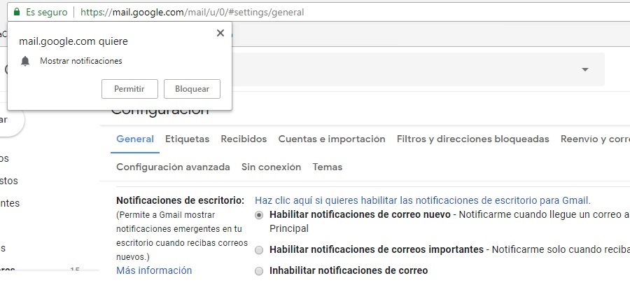 notificaciones escritorio gmail
