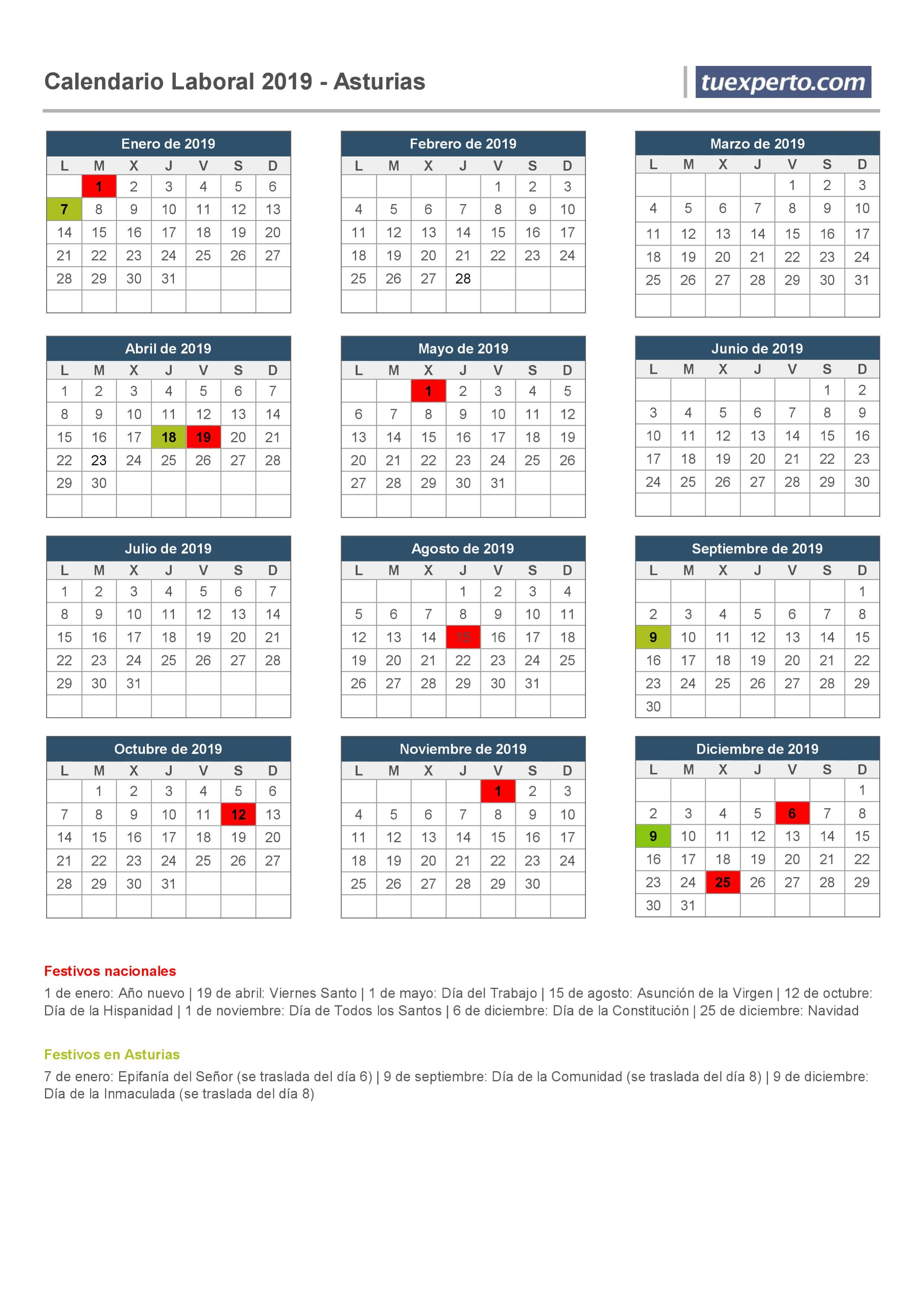 Asturias calendario 