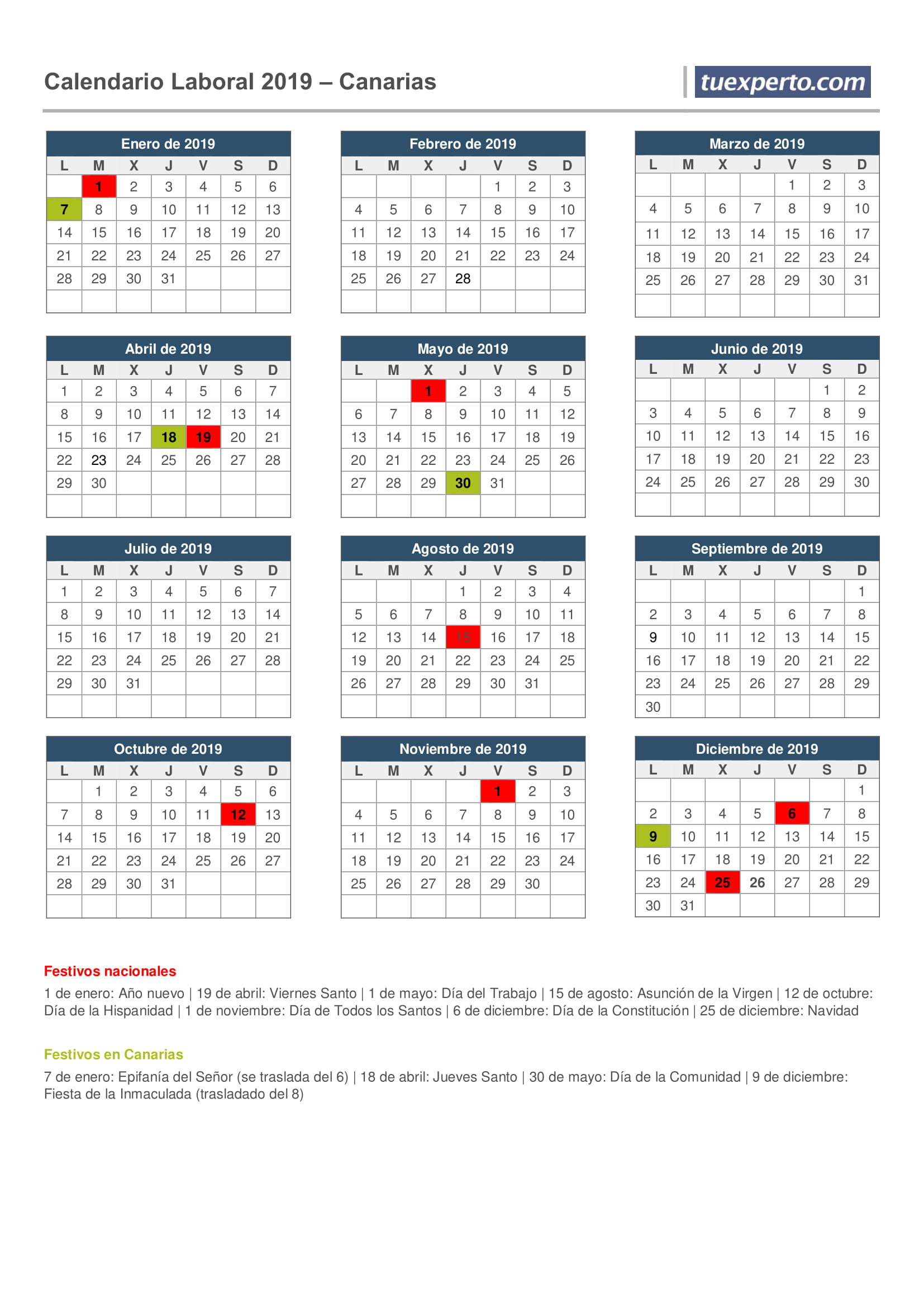 calendario laboral canarias