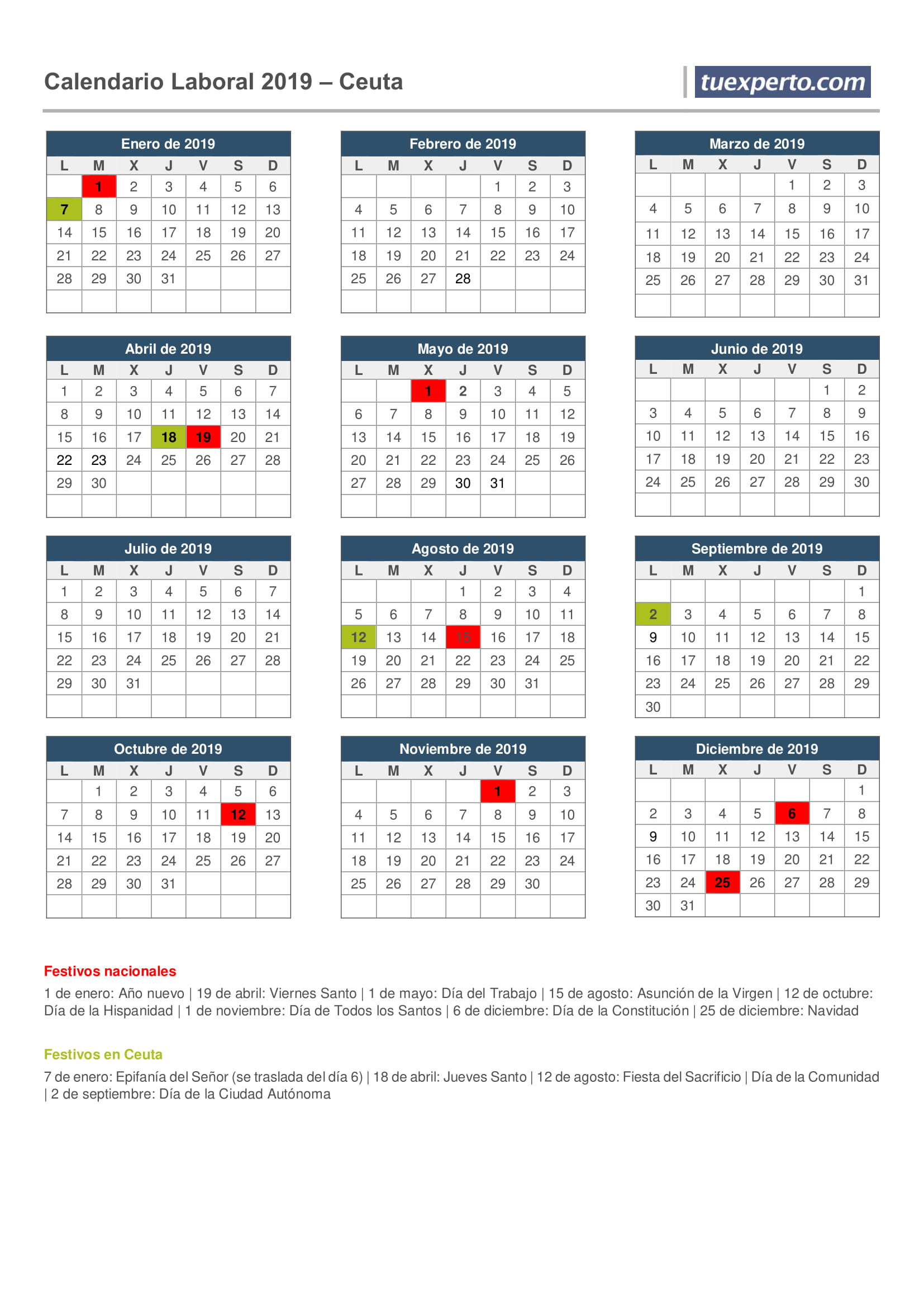 calendario laboral ceuta