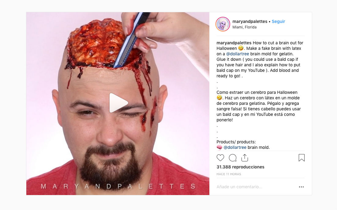 Los 10 mejores disfraces de Halloween que hemos visto en redes sociales 2 cerebro Halloween