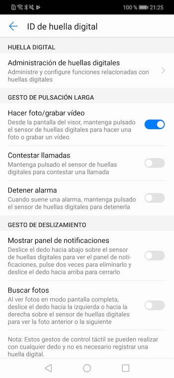 huawei mate 20 lite gestos lector de huella