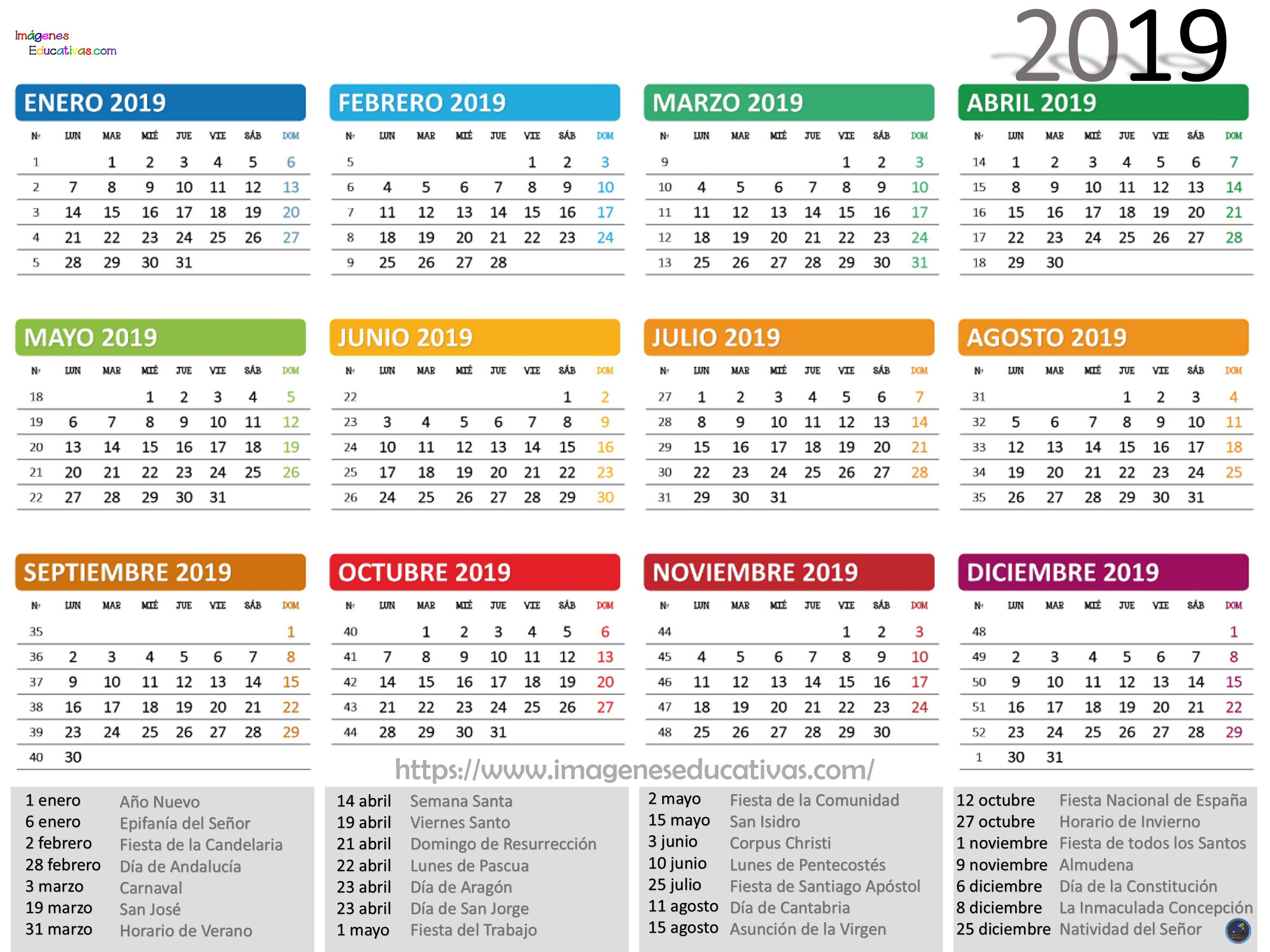 Calendario 2019 Más De 150 Plantillas Para Imprimir Y Descargar Gratis