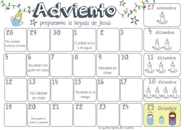 Calendario cristiano 2017 con dibujos para imprimir