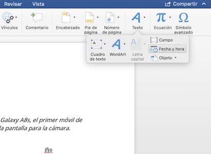 fecha microsoft word