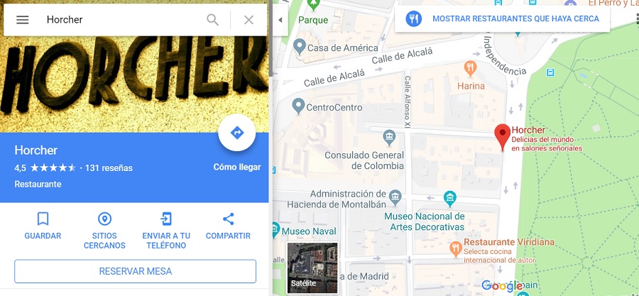 restaurante google maps