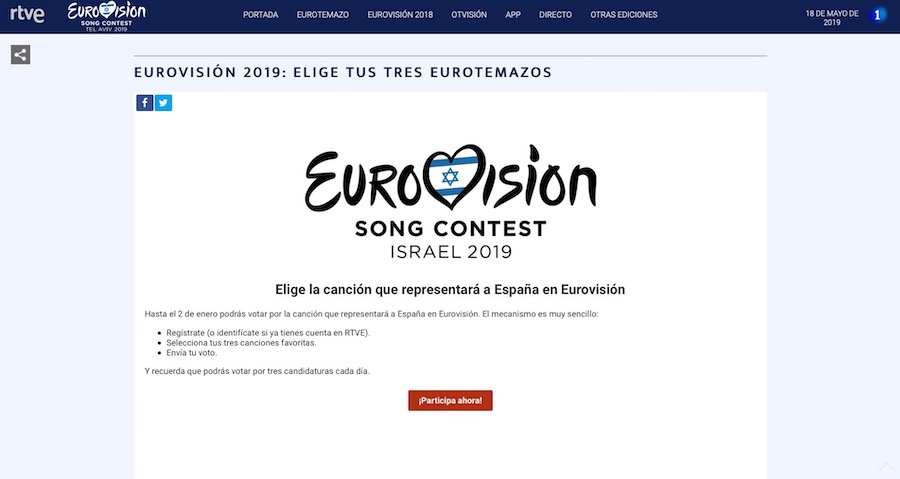 Así puedes escuchar y votar las canciones de Eurovision de Operación Triunfo 2018 2 canciones eurovision 2019 2