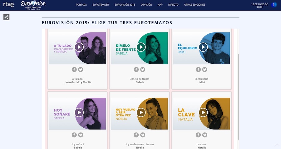 Así puedes escuchar y votar las canciones de Eurovision de Operación Triunfo 2018 3 canciones eurovision 2019
