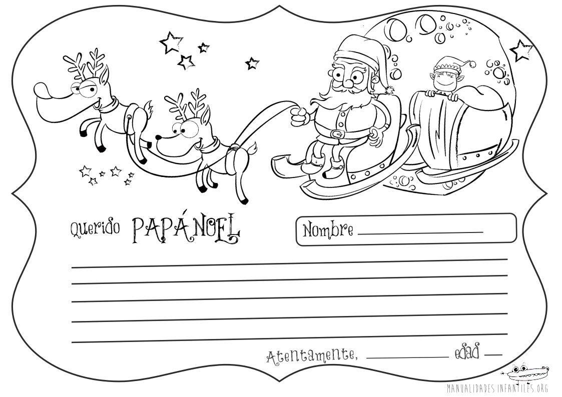 Cartas a los Reyes y a Papá Noel para colorear