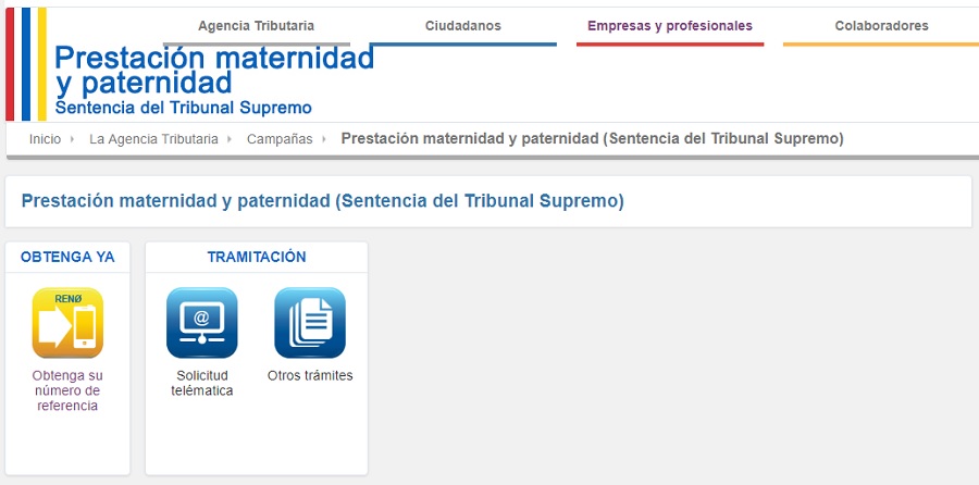 Cómo reclamar el IRPF por maternidad y paternidad vía internet 4 Enlace para reclamar el IRPF de la prestación por maternidad y paternidad