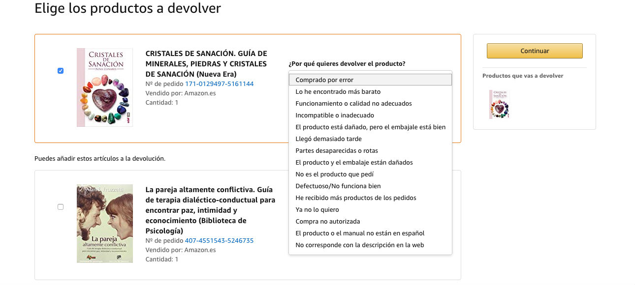 Amazon pregunta devolucion