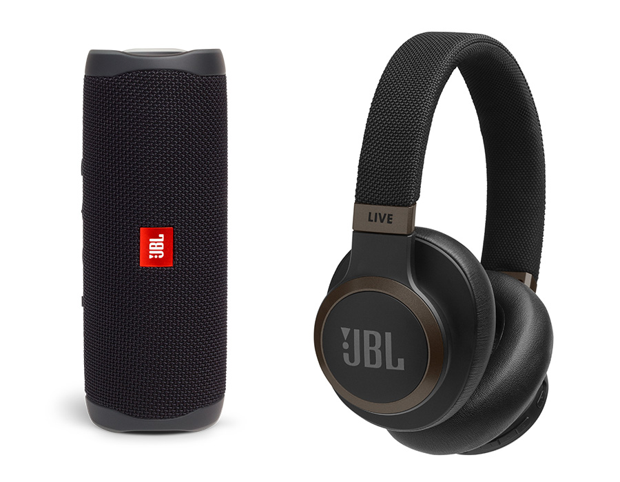 JBL Flip 5 y JBL Live, altavoz portátil y auriculares inteligentes