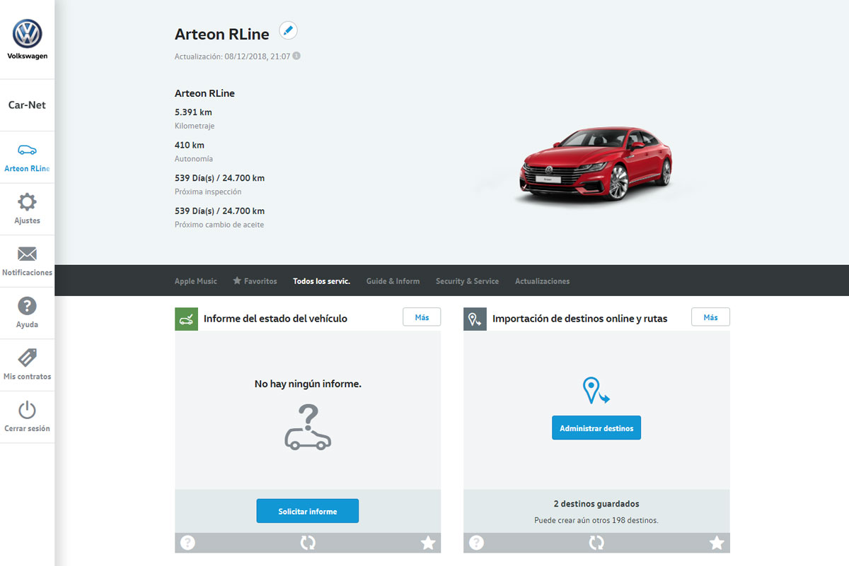 probamos la tecnología del Volkswagen Arteon web Car-Net principal