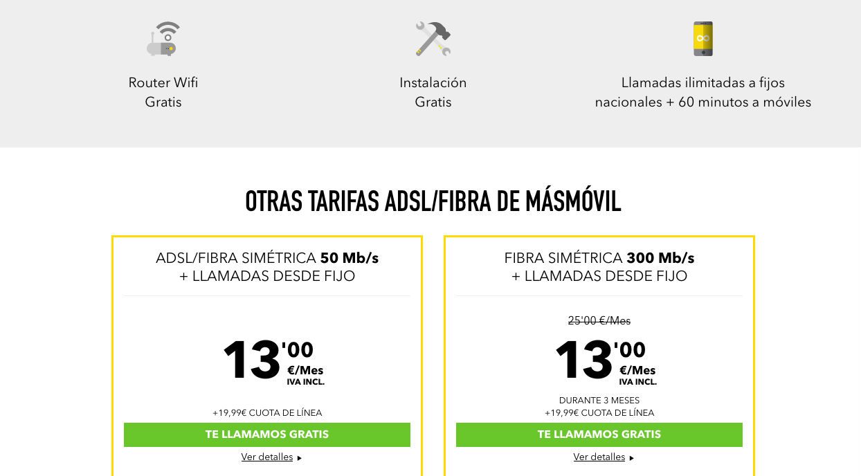 tarifas de fibra que puedes contratar este mes