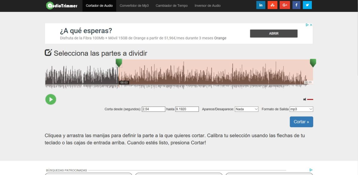 Cortar audio whatsapp online