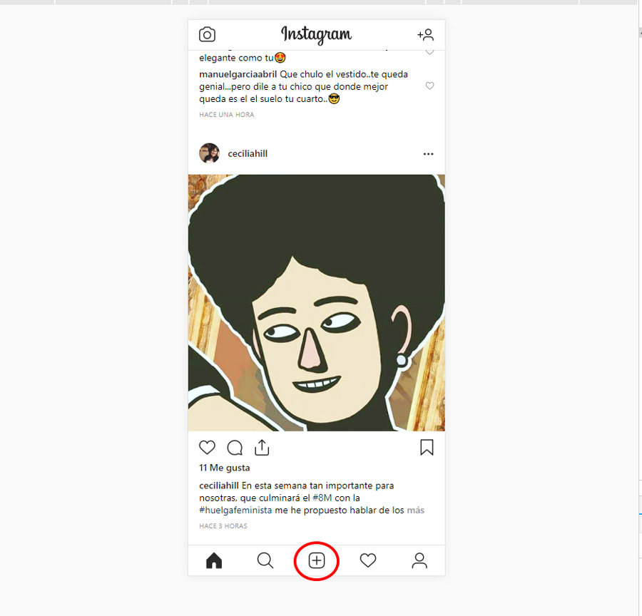 cómo publicar fotos en Instagram desde el ordenador interfaz iPhone X