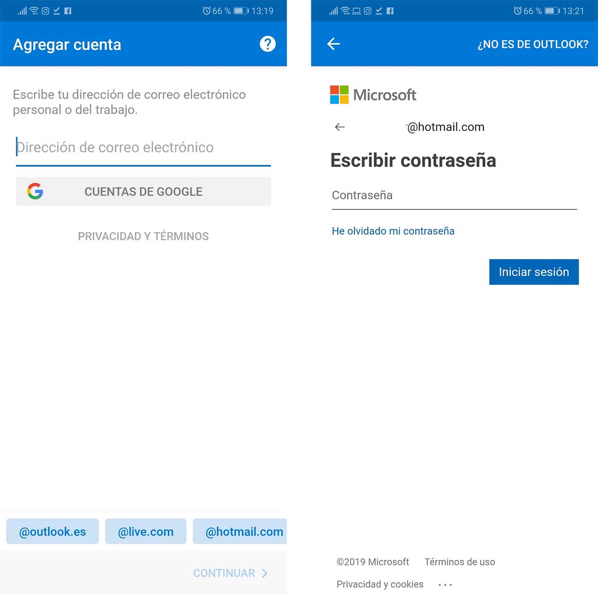 iniciar sesión en Hotmail 