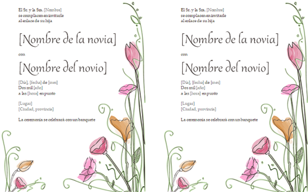 Canadá profesor Espectador 100 plantillas de invitaciones de boda gratis para descargar e imprimir