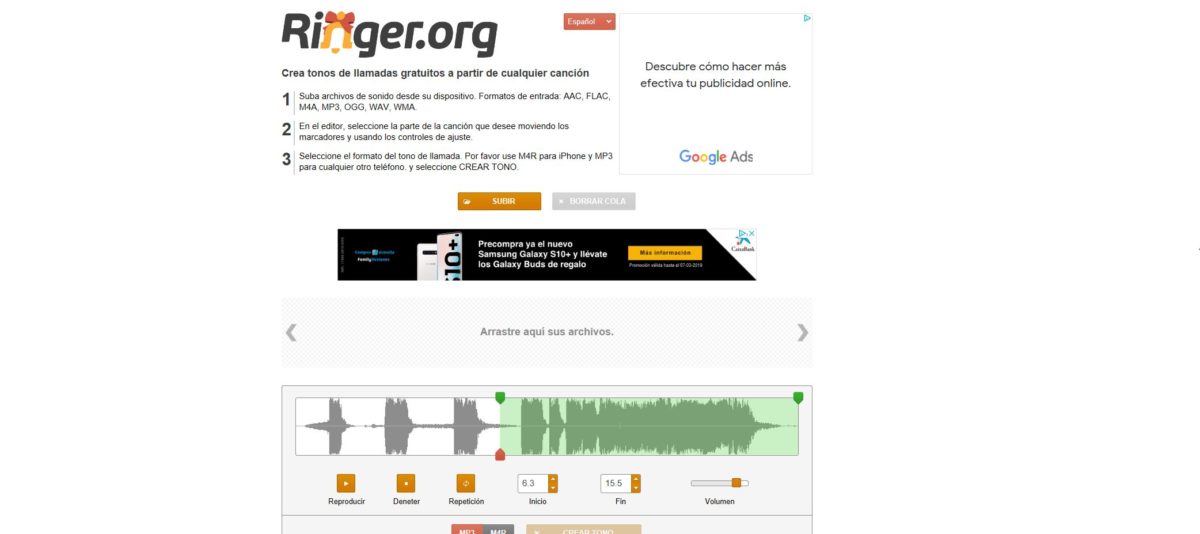 ringer cortar canciones mp3