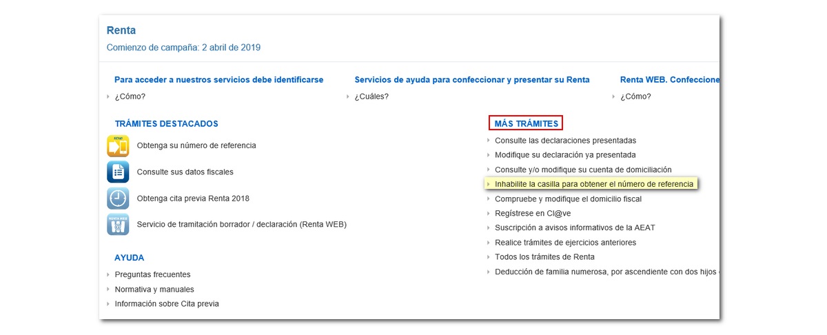 Cómo desactivar la obtención del número de referencia por la casilla 475 en la Renta 2018 2 casilla 475